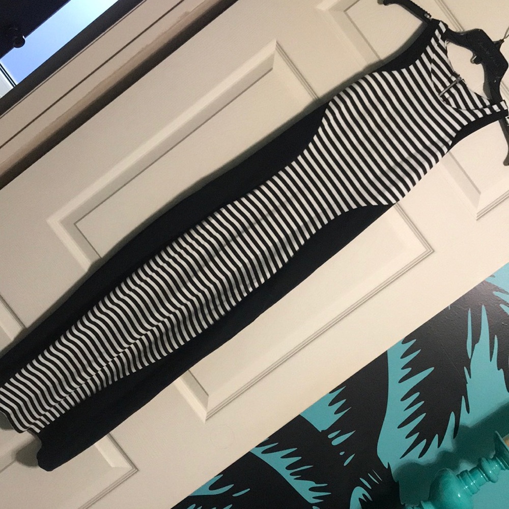 POOF COUTURE Black & White Stripe Maxi Dress